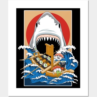 Sushi eater shark attack Posters and Art